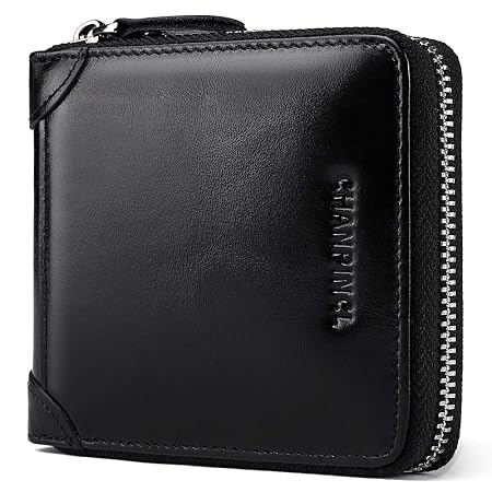 Buy Mens Genuine Leather Zipper Wallet RFID Secure Large Capacity